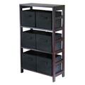 Doba-Bnt Capri 3 Section M Storage Shelf with 6 Foldable Black Fabric Baskets - Walnut and Black SA143694